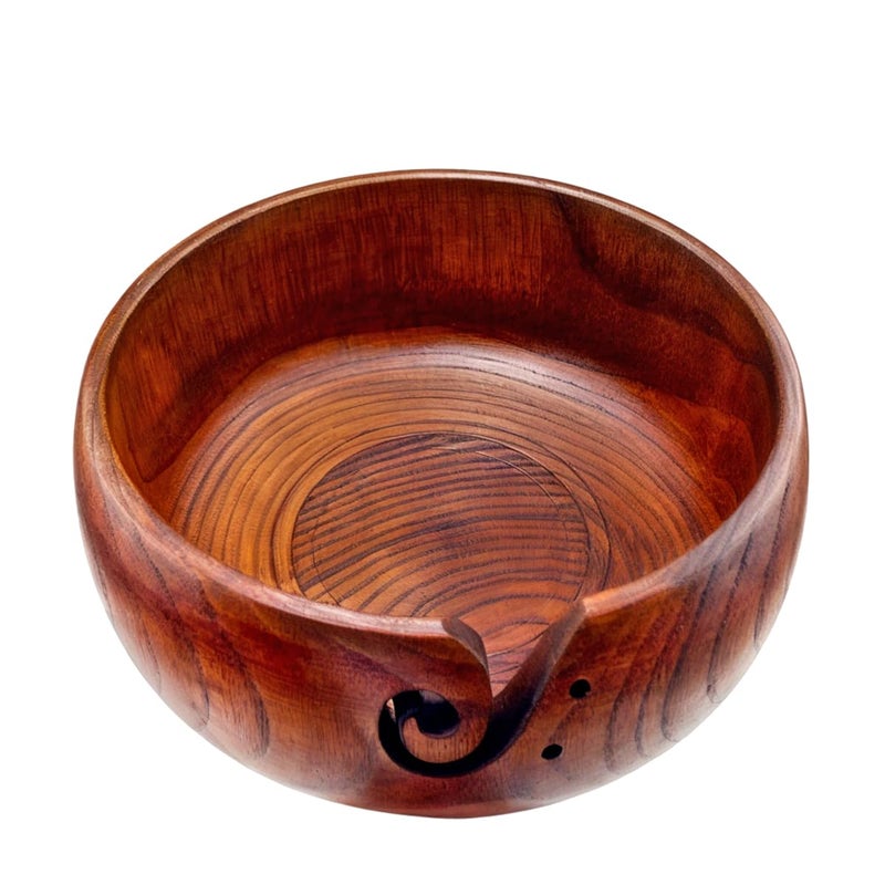 Weabetfu Wooden Yarn Bowl Knitting Yarn Bowls for Crocheting with Holes Knitting Bowl Storage,Perfect Handmade Craft Rosewood Crochet Bowl for Mother's Day and Christmas Gift 6.3''Ã—3'' - Image 1